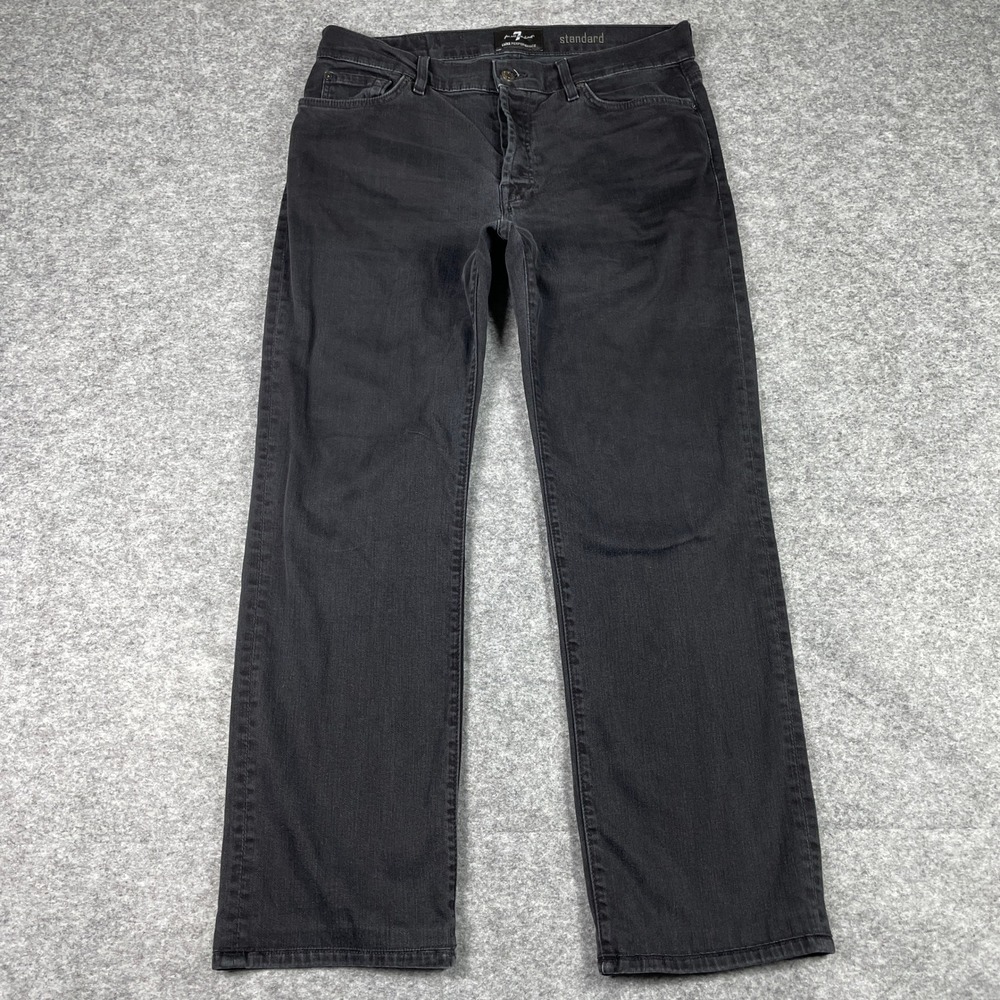 7 For All Mankind Jeans Mens 34 (Fits 34x28) Black Luxe Performance Standard Fit